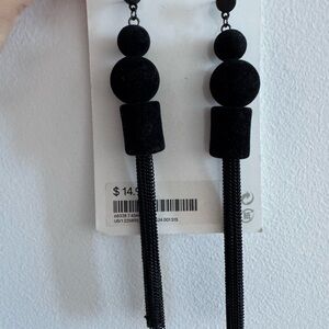 Elegant Black Velvet Tassel Earrings